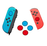 SDTEK 4 Pack Neon Red and Blue Thumb Grips Controller Silicone TPU Buttons for Nintendo Switch