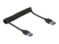 Delock USB 3.0 Coiled Cable Type-A male to Type-A male - Adapter för direktanslutning - USB 3.0 - USB 3.0 x 1 - svart
