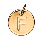 Bokstavshänge cirkel F – Ø12 mm, mässing pläterat med 9 karat guld