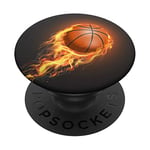 PopSockets Realistic basketball on fire Ball Player Athlete Game Basket PopSockets PopGrip - Support et Grip pour Smartphone/Tablette avec un Top Interchangeable