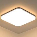 LEDYA Plafonnier LED Luminaire Salle de Bain, 18W 1600LM Plafonnier Salon 2700K,pour Chambre,Cuisine,Balcon,Couloir,Blanc Chaud,220×220×48mm