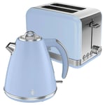 Swan Retro Kitchen Blue Kettle and Toaster Set