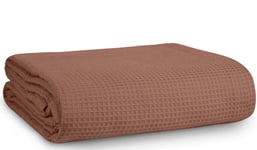Amazon Brand - Umi 5 Star LUXURY Collection - All season Bed Blankets/Throws/Queen / 100% Combed Cotton Waffle Weave/Light weight/Ultra soft (230X230cms in Earthy Brown)