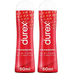 Durex Play Strawberry Flavoured Lubricant 2 Bottles (50ml) Condom Friendly