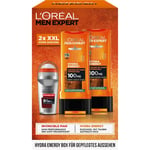L'Oréal Paris Men Expert Collection Hydra Energy Box Wake-Up Kick Shower Gel 2 x 400 ml + 96H Deodorant Roll-On Invincible Man 50 1 Stk.