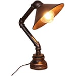 SXGDX E27 Desk Lamp Vintage Industrial Table Lamp Rustic Iron Water Pipe Style Bedside Desk Lamp(Not Included Bulb)