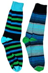 English Laundry Men Stripe Socks Black & Green 2 pack Shoe Size 6.5-12