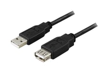 DELTACO - USB-förlängningskabel - USB till USB - 1 m