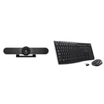 Logitech MeetUp Video Conferencing System, Ultra HD 4K/1080p/720p, 3 Microphones/Adjustable Speakers, Black & MK270 Wireless Keyboard and Mouse Combo for Windows, Black