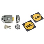 Yale P-Y3-CH-CH-60 Contemporary Nightlatch, Standard Security, Chrome Finish, 60 mm Backset & P-YD-01-CON-RFIDPB Smart Door Lock Phone Tag, Black, Pack of 2