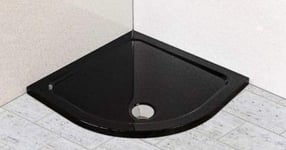 Diamond Low Profile 35mm Quadrant Stone Resin Black Gloss Shower Tray Various Sizes Inc FREE Waste (800x800)