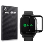 Youniker 3 Pack Compatible with Garmin Venu Sq Screen Protector Film Compatible with Garmin Venu Sq GPS Smartwatch Screen Protectors Foils 3D Full Coverage Screen Cover