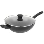 Salter BW08780 Geo Hex Non-Stick Wok With Lid - 28cm Wok, Lightweight, Side Handles, 5 X Tougher* Diamond-Effect, Suitable For All Cooking Hobs, Dishwasher Safe, Hi-Low Technology Reduces Burning