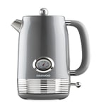 Daewoo Baltimore Collection, 1.5 Litre Kettle In Smoked Grey, Fill Up To 6 Cups In One Boil, Rapid Boil With 360° Swivel Base, Visible Water Window, Temperature Gauge, Elegant And Stylish Design
