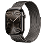 Apple Watch Series 10 (GPS + Cellular) • Titanboett skiffer, 46 mm • Milanesisk loop skiffer – M/L