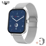 LIGE Nytt Bluetooth Call Smart Watch Dam Röstassistent Sport Fitness Armband Vattentätt Lday Smartwatch Herr För Android Ios Mesh belt yin color Bluetooth call