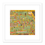 Map Fisher 1932 University Chicago Alumnae 8X8 Inch Square Wooden Framed Wall Art Print Picture with Mount