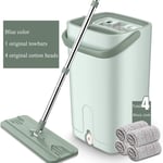 ZJZ Flat Mop and Bucket Set With Pad Dual Spin 360 Degree Stainless Steel Pole And Extra Washable Mop Refill Pads Mop And Bucket Set. Microfibre Flat Mop,Flat Mop Set A