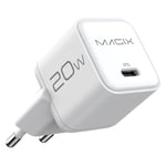 Magix Chargeur 20W Nano, USB-C GaN PD Power Delivery pour iPhone 15/15 Plus/15 Pro, 14/13/12-Mini/Pro/Pro Max/SE, AirPods Pro, iPad Pro, Galaxy(EUR Plug)(Blanc)