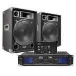 Complete 15" PA DJ Party Disco Sound System Speakers + Amplifier + Mixer 2000W