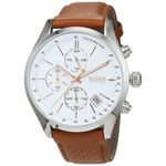 Hugo Boss HB1513475 Grand Prix Mens'' Brown Leather Chronograph Watch + Gift Bag