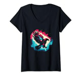 Womens Eagle Galaxy - Colorful Bald Eagle Bird Animal Lover V-Neck T-Shirt