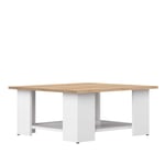 Marque Amazon - Movian Taro - Table basse, 67 x 67 x 30.5 cm (longueur x profondeur x hauteur), Blanc et finition chêne