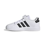 adidas Grand Court Elastic Lace and Top Strap Shoes Sneaker, FTWR White Core Black, Numeric_40 EU