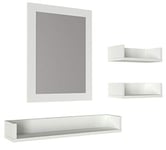 Alphamoebel Moebel17 4715 Simon Lot de 3 étagères murales pour Salle de Bain, 3 étagères, avec Miroir, Plusieurs étagères, Blanc, Bois, 45 x 60 x 20 cm
