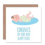 Wee Blue Coo CARD GREETING NEW BABY ALARM CLOCK FUNNYNY