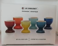 Le creuset stoneware rainbow egg cups, set of x6, bnib/unused!