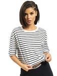 Urban Classics Women's Ladies Short Striped Oversized Tee T Shirt, Multicoloured (Wht/Blk 224), XS UK