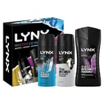 Lynx Ice Chill Bodyspray Excite Bodywash & Gold Antiperspirant Gift Set Men Him
