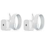 Yihua Laddare Usb-c Kompatibel Med Iphone Strömadapter 20w + 2m Kabel White 2-pack För