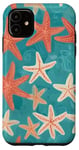 Coque pour iPhone 11 Coquillages d'étoiles de mer cool motif vagues de corail