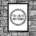Stukk Poster mural avec citation positive inspirante « You Can Do Anything » - Format A1 (594 x 841 mm)