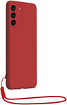 BIGBEN Coque Toucher Doux avec Bracelet pour Samsung Galaxy S21 FE en Rouge