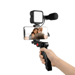 Universalt vlogger kit med LED lys, mikrofon og tripod for 5-7" smarttelefoner