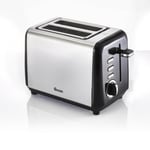 Black 2 Slice Toaster Stainless Steel Variable Browning Control Defrost Swan