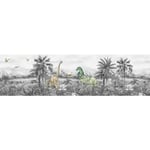Frise de papier peint adhésive dinosaures - 13.8 x 500 cm de Sanders&sanders gris