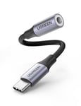 UGREEN USB-C til Aux 3,5 mm hunnadapterkabel, 10 cm - Space Grey