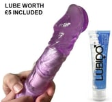 Vibrator Dildo 8 Inch BIG HEAD Purple Vibe Realistic MULTI-SPEED Sex Toy £5 LUBE