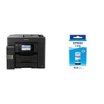Epson EcoTank ET-5800 A4 Print/Scan/Copy/Fax High Performance Business Ink Tank Printer, With Up To 2 Years Worth Of Ink Included & EcoTank 113 Cyan Genuine Ink Bottle, 70 ml