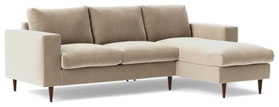 Swoon Evesham Velvet Right Hand Corner Sofa - Taupe 5 Seater