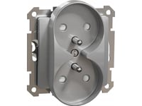Schneider Electric, Sedna Elements, 2X2p+Pe Uttag För Ramsystem (För Sedna Elements Ramar), Aluminium Silver, Sdd113271