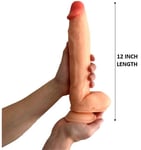 Big Dildo GIRTHY Realistic Sex Toy 12 Inch with Balls Suction Cup Dong UNISEX