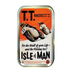 "generic" Gold - Metal Tobacco Tin 2oz 50g Storage Pocket Cigarette Smoking Baccy Pill Box - Vintage Retro Car Motorcycle Sport Garage Isle Man TT Races inspired