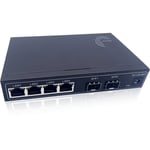 Elfcam® Gigabit Ethernet Switch avec 2 SFP Ports et 4 Ports Ethernet 10/100/1000Mbps, Plug & Play Non Géré, Métal Robuste (2 Ports SFP)