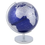 The Leonardo Collection Rotating World Desktop Globe Polished Silver Metal Stand Base Earth Blue 34cm
