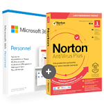 Pack Microsoft 365 Personnel + Norton AntiVirus Plus - 1 PC/Mac - Renouvellement 1 an